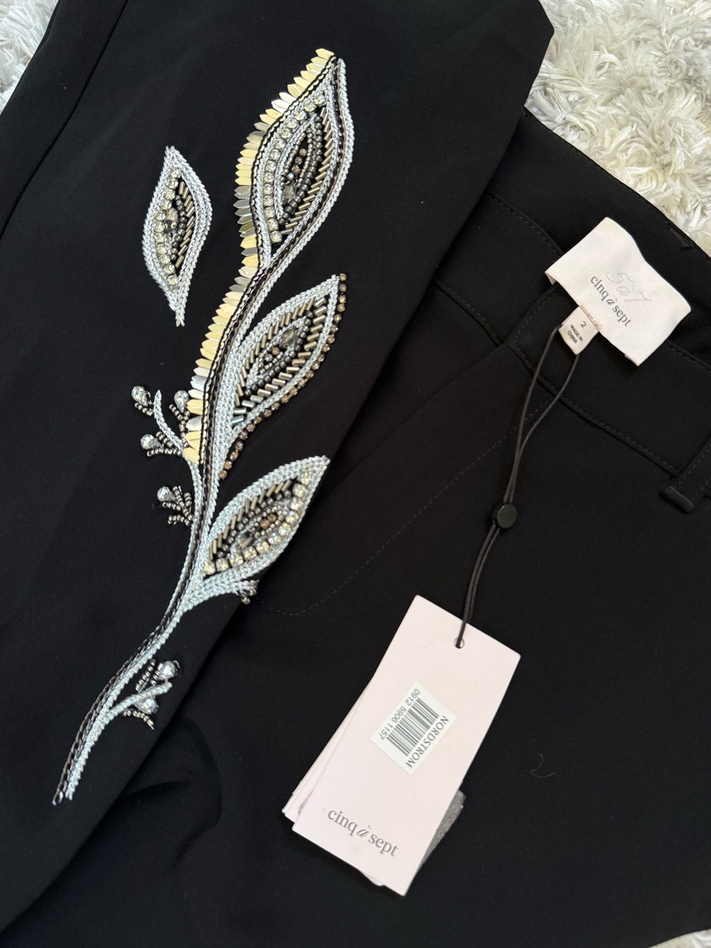 NWT Cinq a Sept Straight Leg Trouser with Silver Embellishment Size 2